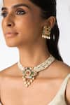 Buy_Joules By Radhika_Multi Color Stones, Pearls Ornate Multi-stone Necklace Set _at_Aza_Fashions