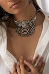 Shop_Joules By Radhika_Silver Plated Beads, Tassels Ornate Necklace Set _at_Aza_Fashions