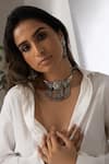 Buy_Joules By Radhika_Silver Plated Beads, Tassels Ornate Necklace Set _at_Aza_Fashions