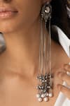 Joules By Radhika_Silver Plated Pearls, Beads Dramatic Chain Drop Earrings _Online_at_Aza_Fashions