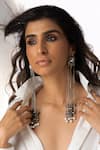 Buy_Joules By Radhika_Silver Plated Pearls, Beads Dramatic Chain Drop Earrings _at_Aza_Fashions
