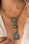 Joules By Radhika_Gold Plated Tiered Medallion Drop Necklace _Online_at_Aza_Fashions