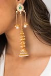 Shop_Joules By Radhika_Gold Plated Beads, Pearls, Stones Drop Jhumkas _at_Aza_Fashions