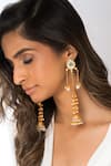 Buy_Joules By Radhika_Gold Plated Beads, Pearls, Stones Drop Jhumkas _at_Aza_Fashions