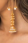 Joules By Radhika_Gold Plated Beads, Pearls, Stones Drop Jhumkas _Online_at_Aza_Fashions