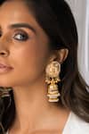 Shop_Joules By Radhika_Gold Plated Pearls, Stones Heritage Jhumkas _at_Aza_Fashions
