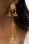 Joules By Radhika_Gold Plated Beads, Stones, Pearls Regal Jhumkas _Online_at_Aza_Fashions
