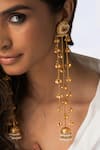 Joules By Radhika_Gold Plated Pearls, Beads, Stones Cascade Chain Jhumkas _Online_at_Aza_Fashions