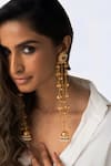 Shop_Joules By Radhika_Gold Plated Pearls, Beads, Stones Cascade Chain Jhumkas _at_Aza_Fashions