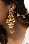 Joules By Radhika_Gold Plated Pearls, Beads, Chains Hairline Jhumka Earrings _Online_at_Aza_Fashions
