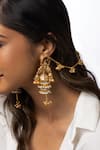 Shop_Joules By Radhika_Gold Plated Pearls, Beads, Chains Hairline Jhumka Earrings _at_Aza_Fashions