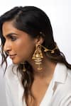 Buy_Joules By Radhika_Gold Plated Pearls, Beads, Chains Hairline Jhumka Earrings _at_Aza_Fashions