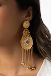 Joules By Radhika_Gold Plated Beads, Crystals, Stones Heritage Chain Drops Earrings _Online_at_Aza_Fashions
