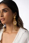 Buy_Joules By Radhika_Gold Plated Beads, Crystals, Stones Heritage Chain Drops Earrings _at_Aza_Fashions