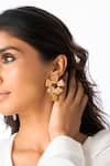 Shop_Joules By Radhika_Gold Plated Stones Raw Quartz Petals Earrings _at_Aza_Fashions