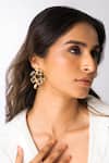 Buy_Joules By Radhika_Gold Plated Imitation Gemstones Cluster Flower Earrings _at_Aza_Fashions