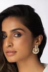 Buy_Joules By Radhika_Gold Plated Gemstones, Pearls, Disc Large Studded Earrings _at_Aza_Fashions