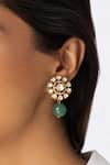 Shop_Joules By Radhika_Gold Plated Stones, Beads Floral Cluster Drop Earrings _at_Aza_Fashions