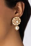 Joules By Radhika_Gold Plated Stones, Pearls Studded Drop Earrings _Online_at_Aza_Fashions