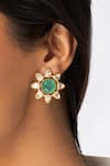 Joules By Radhika_Gold Plated Stones, Gemstones, Crystals Solitaire Statement Stud Earrings _Online_at_Aza_Fashions