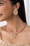 Shop_Joules By Radhika_Pink Stones, Floral Necklace Set _at_Aza_Fashions