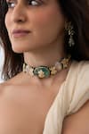Shop_Joules By Radhika_Green Stones Eternal Grandeur Choker Set _at_Aza_Fashions