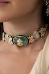 Joules By Radhika_Green Stones Eternal Grandeur Choker Set _Online_at_Aza_Fashions