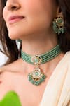 Shop_Joules By Radhika_Green Beads, Stones Grandeur Royal Necklace Set _at_Aza_Fashions