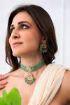 Buy_Joules By Radhika_Green Beads, Stones Grandeur Royal Necklace Set _at_Aza_Fashions