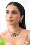 Buy_Joules By Radhika_Pink Gemstones, Beads Artisan Threadwork Choker Set _at_Aza_Fashions