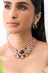 Shop_Joules By Radhika_Pink Gemstones, Beads Artisan Threadwork Choker Set _at_Aza_Fashions