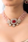 Joules By Radhika_Pink Gemstones, Beads Artisan Threadwork Choker Set _Online_at_Aza_Fashions