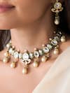 Joules by Radhika_Multi Color Pearls, Stones, Faux Diamonds Grandeur Empress Necklace Set _Online_at_Aza_Fashions