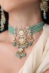 Joules By Radhika_Green Beads, Pearls, Stones Majestic Regal Choker Set _Online_at_Aza_Fashions