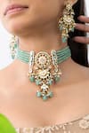 Buy_Joules By Radhika_Green Beads, Pearls, Stones Majestic Regal Choker Set _Online_at_Aza_Fashions