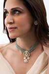 Buy_Joules By Radhika_Green Stones, Pearls Artisan Masterpiece Necklace Set _at_Aza_Fashions