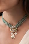Shop_Joules By Radhika_Green Stones, Pearls Artisan Masterpiece Necklace Set _at_Aza_Fashions