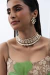 Shop_Joules By Radhika_Gold Plated Pearls, Stones Sovereign Queen Necklace Set _at_Aza_Fashions