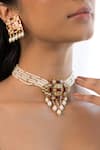 Shop_Joules By Radhika_Red Stones, Pearls Artisan Beaded Necklace Set _at_Aza_Fashions