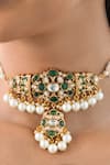 Joules By Radhika_Gold Plated Pearls, Stones Majestic Empress Bead Drop Choker Set _Online_at_Aza_Fashions