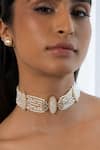 Shop_Joules By Radhika_White Beads, Stones Sovereign Beaded Queen Necklace Set _at_Aza_Fashions