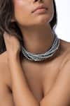 Shop_Joules By Radhika_Grey Luminous Aura Beaded Necklace _at_Aza_Fashions