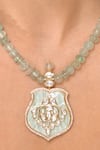 Joules By Radhika_Green Stones Traditional Shield Pendant Necklace Set _Online_at_Aza_Fashions