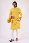 Shop_Millionaire_Yellow Embroidery Lucknowi Work Koti And Kurta Set _Online_at_Aza_Fashions