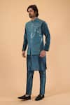 Millionaire_Teal Silk Mirrors, Embroidery, Metallic Thread And Work Bundi Set _Online_at_Aza_Fashions