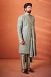 Buy Millionaire Green Silk Pearls, Embroidery Resham And Work Sherwani Set Online at Aza Fashions Buy_Millionaire_Green Silk Pearls, Embroidery Resham And Work Sherwani Set _Online_at_Aza_Fashions