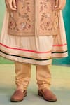 Millionaire_Peach Silk Embroidery Raw Sherwani Set _Online_at_Aza_Fashions