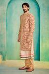 Buy_Millionaire_Peach Silk Embroidery Raw Sherwani Set _Online_at_Aza_Fashions