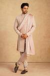 Buy_Millionaire_Rose Gold Embroidery Shimmer Silk Sherwani Set _Online_at_Aza_Fashions