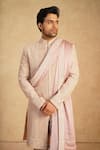 Millionaire_Rose Gold Embroidery Shimmer Silk Sherwani Set _at_Aza_Fashions